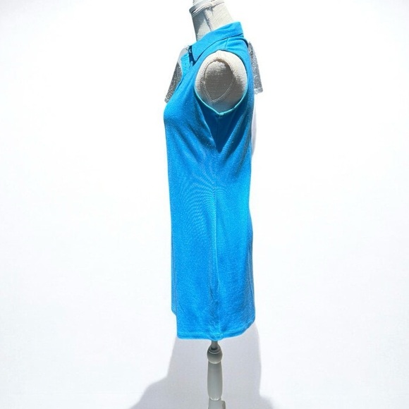 🌻Tori Richard Honolulu Blue Silk Blend Polo Tank Sleeveless Resort wear Dress S - Picture 4 of 6